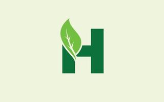 H logo leaf for identity. nature template vector illustration for your brand.