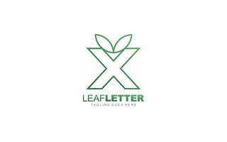 X logo leaf for identity. nature template vector illustration for your brand.