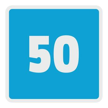 Minimum speed fifty limit icon, flat style. vector