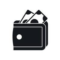 Wallet with cash icon, simple style vector