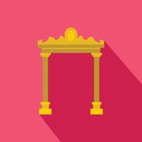 Ornamental arch icon, flat style vector