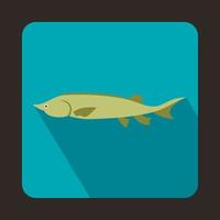 Fresh sturgeon fish icon, flat style vector