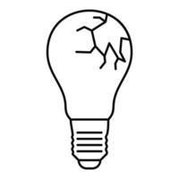 Broken bulb icon, outline style vector