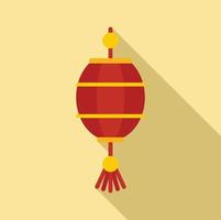 Happy chinese lantern icon, flat style vector