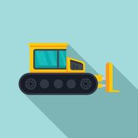 Contruction bulldozer icon, flat style vector