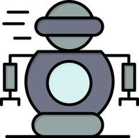 plantilla de banner de icono de vector de icono de color plano de robot robótico de tecnología humana
