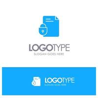 File Document Lock Security Internet Blue Solid Logo with place for tagline vector