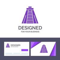 Creative Business Card and Logo template  Chichen Itza Landmark Monument Vector Illustration