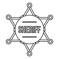 icono de placa de sheriff, estilo de esquema vector