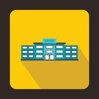 Building of airport icon, flat style vector