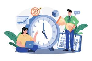 Business Team Managing Time Illustration concept. A flat illustration isolated on white background vector