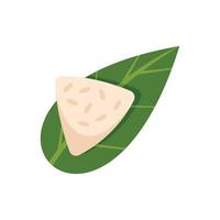 Rice on leaf icon, flat style vector