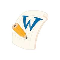 icono de archivo de Word en estilo de dibujos animados vector