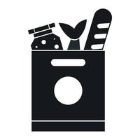 Grocery bag with food icon, simple style vector