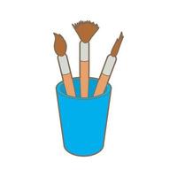 Brushes for painting in the holder icon vector