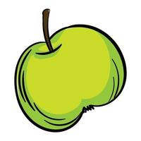 Green apple icon, cartoon style vector