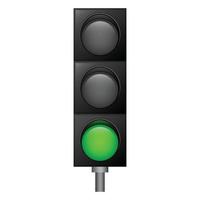 Green color traffic lights icon, realistic style vector