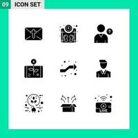 Solid Glyph Pack of 9 Universal Symbols of intersect smartphone avatar report economy Editable Vector Design Elements