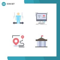 Group of 4 Flat Icons Signs and Symbols for user smart left computer route Editable Vector Design Elements