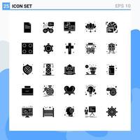 Set of 25 Modern UI Icons Symbols Signs for new year flower app chinese development Editable Vector Design Elements