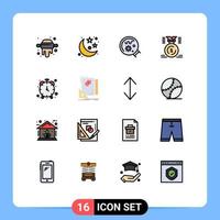 Set of 16 Modern UI Icons Symbols Signs for clock win laboratory first medal Editable Creative Vector Design Elements