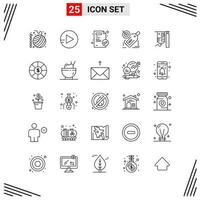 25 Icons Line Style Grid Based Creative Outline Symbols for Website Design Simple Line Icon Signs Isolated on White Background 25 Icon Set Creative Black Icon vector background