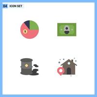 4 Thematic Vector Flat Icons and Editable Symbols of analysis garbage investment money shop Editable Vector Design Elements