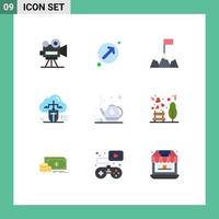 Universal Icon Symbols Group of 9 Modern Flat Colors of green tea tea flag data connected Editable Vector Design Elements