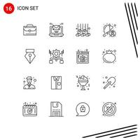 Modern Set of 16 Outlines and symbols such as editor liver decoration illness cancer Editable Vector Design Elements