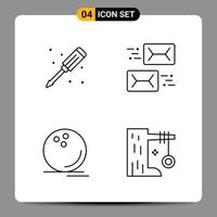 Paquete de 4 iconos negros símbolos de contorno signos para diseños receptivos sobre fondo blanco 4 iconos establecen fondo de vector de icono negro creativo