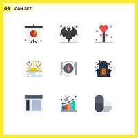 Mobile Interface Flat Color Set of 9 Pictograms of energy sale event price discount Editable Vector Design Elements