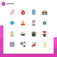 16 User Interface Flat Color Pack of modern Signs and Symbols of connect globe mobile vegetable shopping Editable Pack of Creative Vector Design Elements