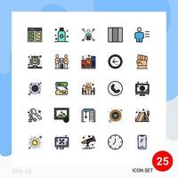 Pictogram Set of 25 Simple Filled line Flat Colors of grid person sun human direction Editable Vector Design Elements