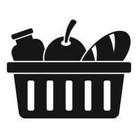icono de cesta de comida voluntaria, estilo simple vector
