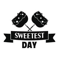 Sweet dessert day logo, simple style vector