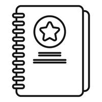 icono de cuaderno publicitario, estilo de esquema vector