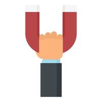 Magnet in hand icon, flat style vector