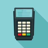 Pos bank payment terminal icon, flat style vector