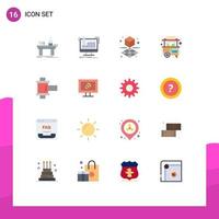 16 Universal Flat Color Signs Symbols of film street production stall shape Editable Pack of Creative Vector Design Elements