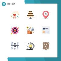 Pictogram Set of 9 Simple Flat Colors of savings notification percent alert pattern Editable Vector Design Elements