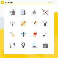 Pack of 16 Modern Flat Colors Signs and Symbols for Web Print Media such as lifting dumbbell bug expand arrow Editable Pack of Creative Vector Design Elements