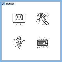 Line Pack of 4 Universal Symbols of computer ice cream molecular science component Editable Vector Design Elements