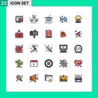 conjunto de 25 iconos modernos de la interfaz de usuario signos de símbolos para la contraseña de la flecha de la computadora izquierda de la torta elementos de diseño vectorial editables vector