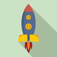 Crowdfunding rocket icon, flat style vector