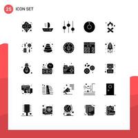 Modern Set of 25 Solid Glyphs and symbols such as smoke garbage controls fire zenith Editable Vector Design Elements