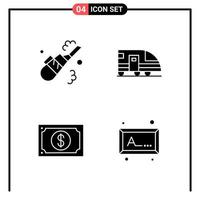 Set of 4 Solid Style Icons for web and mobile Glyph Symbols for print Solid Icon Signs Isolated on White Background 4 Icon Set vector