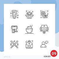 Universal Icon Symbols Group of 9 Modern Outlines of rice chinese candy brush bucket Editable Vector Design Elements