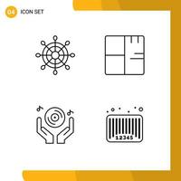 Pictogram Set of 4 Simple Filledline Flat Colors of helm dj architecture map music Editable Vector Design Elements