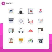 16 User Interface Flat Color Pack of modern Signs and Symbols of modal communication document world ribbon Editable Pack of Creative Vector Design Elements