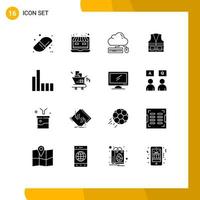 16 User Interface Solid Glyph Pack of modern Signs and Symbols of connection construction keyboard labour vest Editable Vector Design Elements